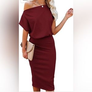 Burgundy ribbed dress